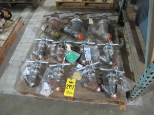 LOT PALLET W/ (11) ASSORTED VALVES (W-51) LOADING & HANDLING FEE $15-